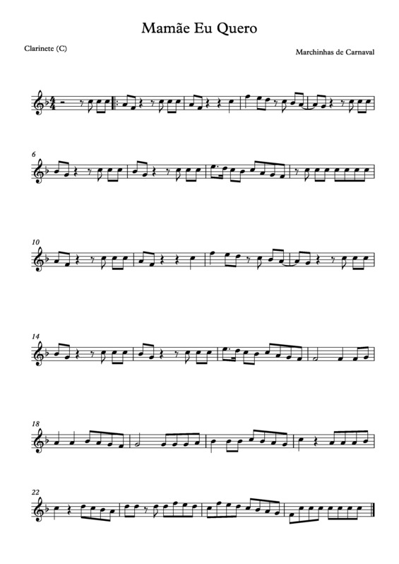 Partitura da música Mamãe Eu Quero v.2