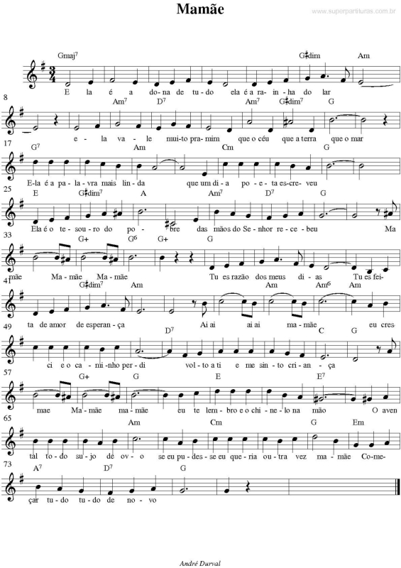 Partitura da música Mamãe