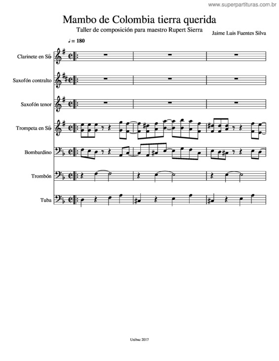 Partitura da música Mambo De Colombia Tierra Querida