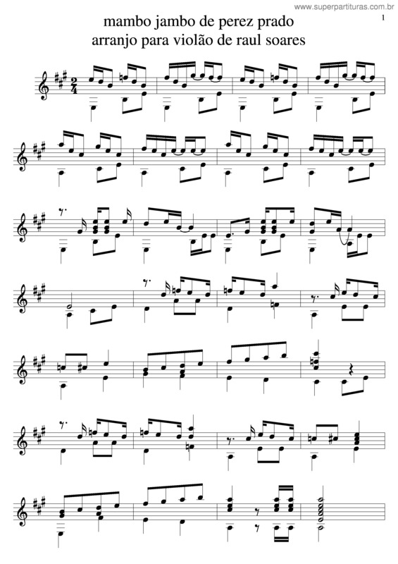 Partitura da música Mambo Jambo