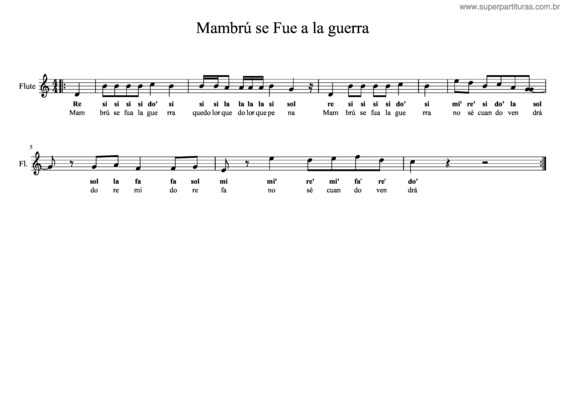 Partitura da música Mambrú Se Fue A La Guerra