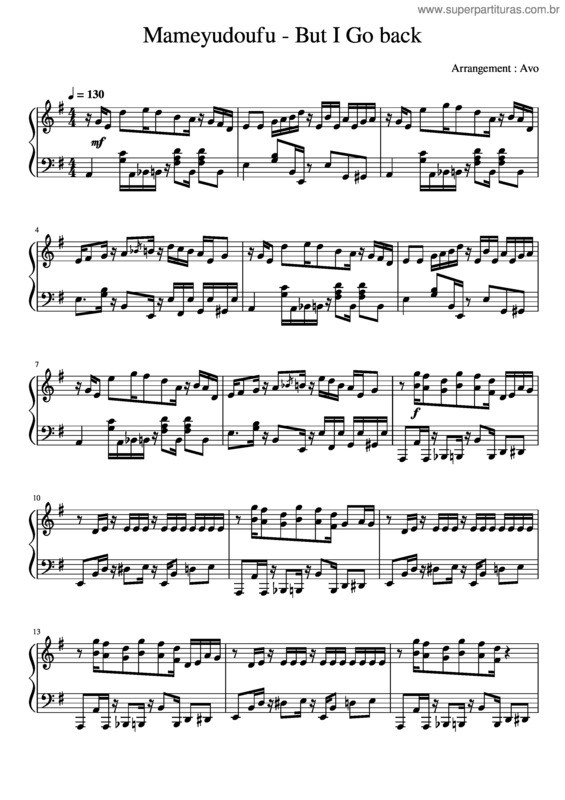 Partitura da música Mameyudoufu – But I Go Back