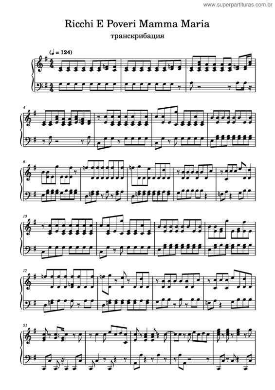 Partitura da música Mamma Maria – Ricchi E Poveri Ricchi E Poveri Mamma Maria