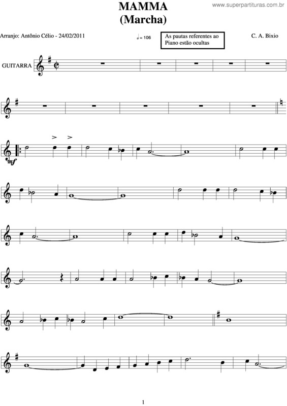 Partitura da música Mamma