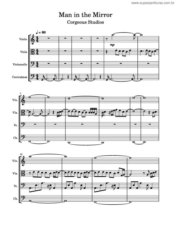 Partitura da música Man In The Mirror – J2 & Cameron The Public