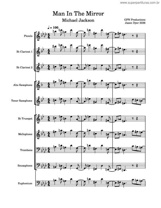 Partitura da música Man In The Mirror – Michael Jackson –