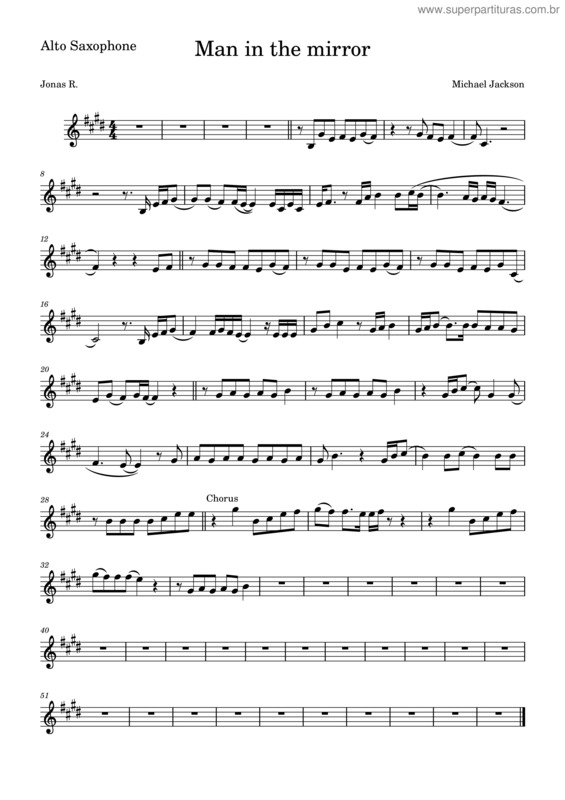 Partitura da música Man In The Mirror – Michael Jackson Man In The Mirror – Michael Jackson – Alto Saxophone
