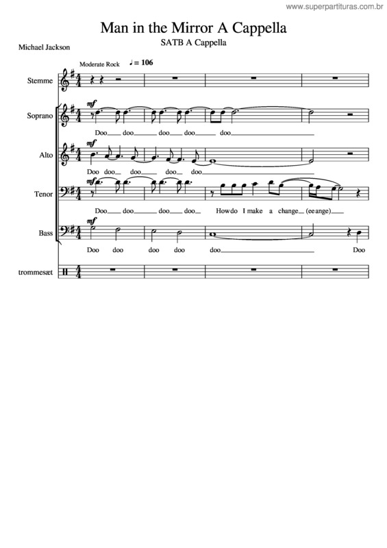 Partitura da música Man In The Mirror A Cappella