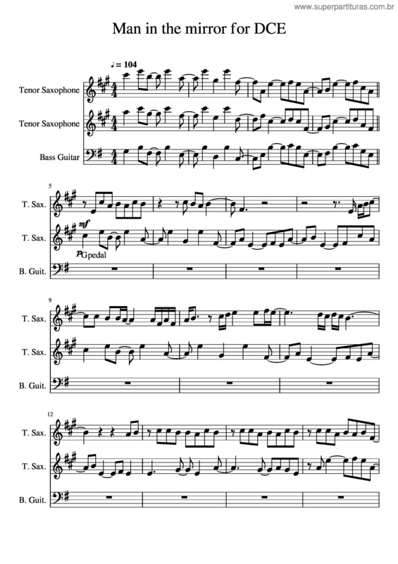 Partitura da música Man In The Mirror For Dce