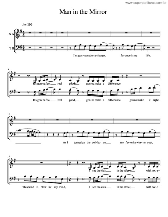 Partitura da música Man In The Mirror v.4