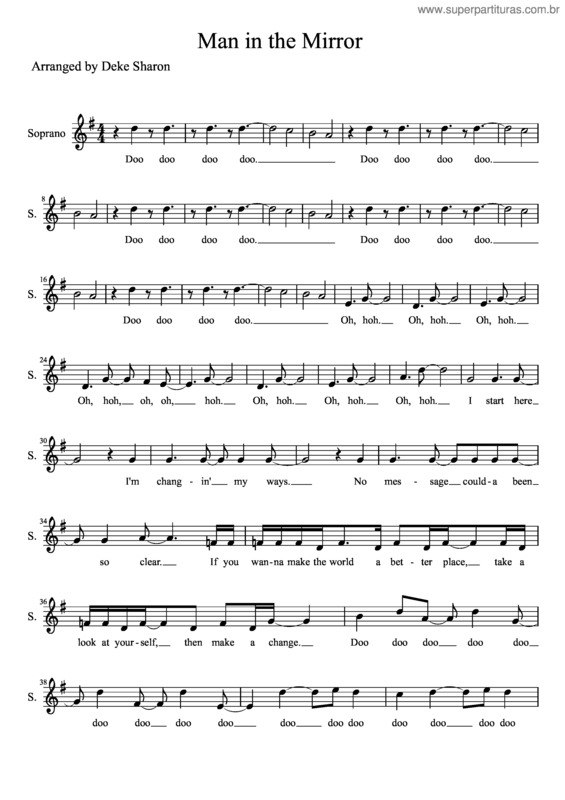 Partitura da música Man In The Mirror v.5