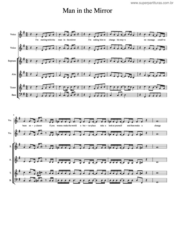 Partitura da música Man In The Mirror v.7