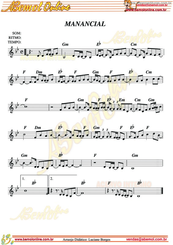 Partitura da música Manancial v.3