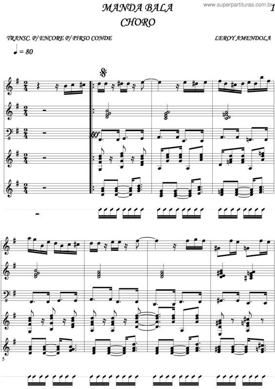 Partitura da música Manda Bala v.2