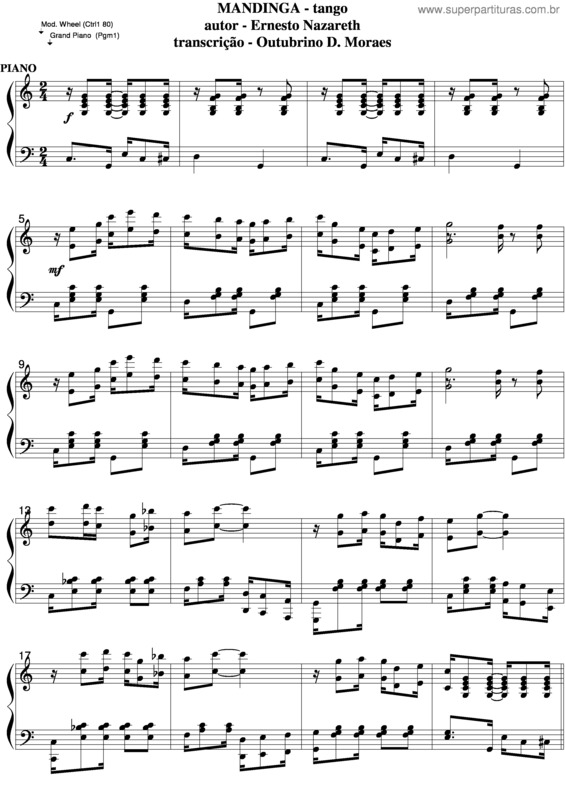 Partitura da música Mandinga v.2