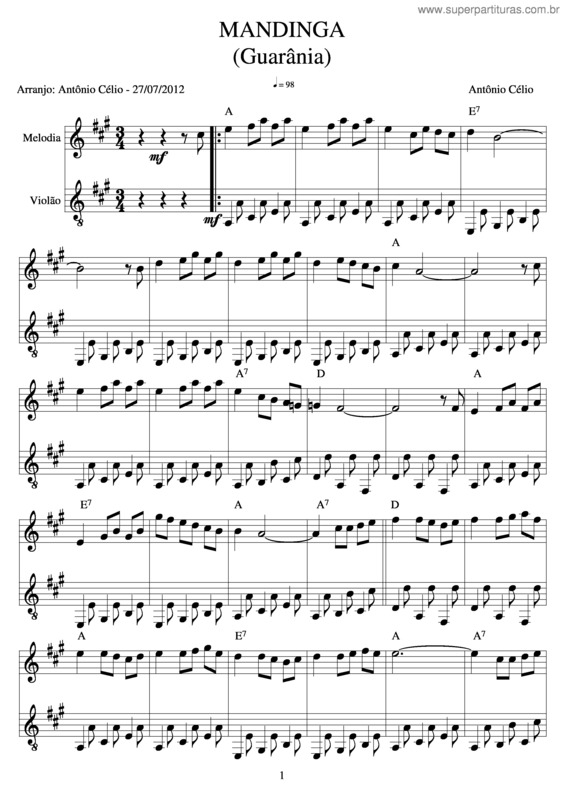 Partitura da música Mandinga v.4