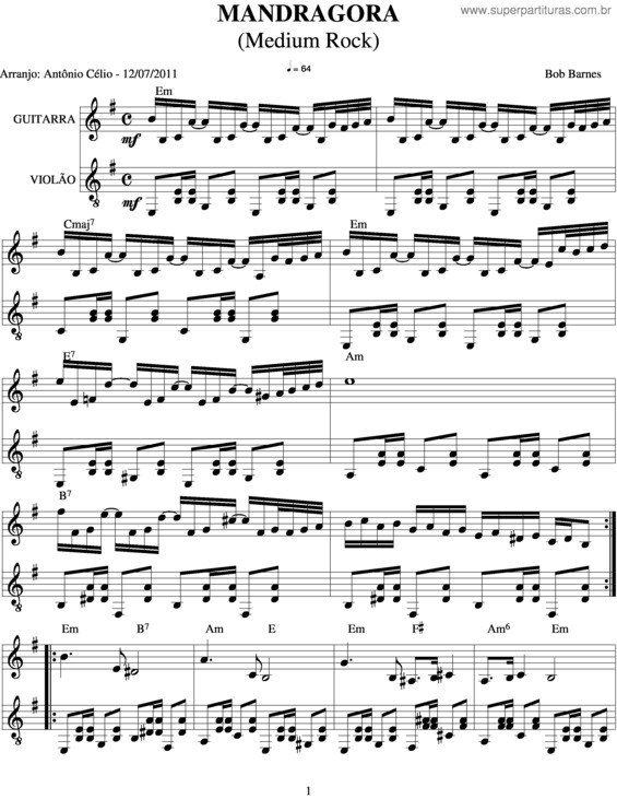 Partitura da música Mandragora