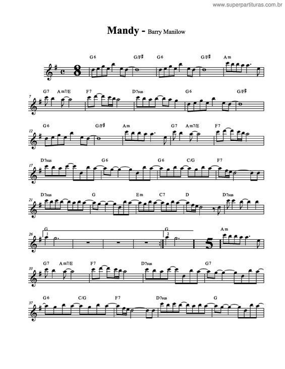 Partitura da música Mandy