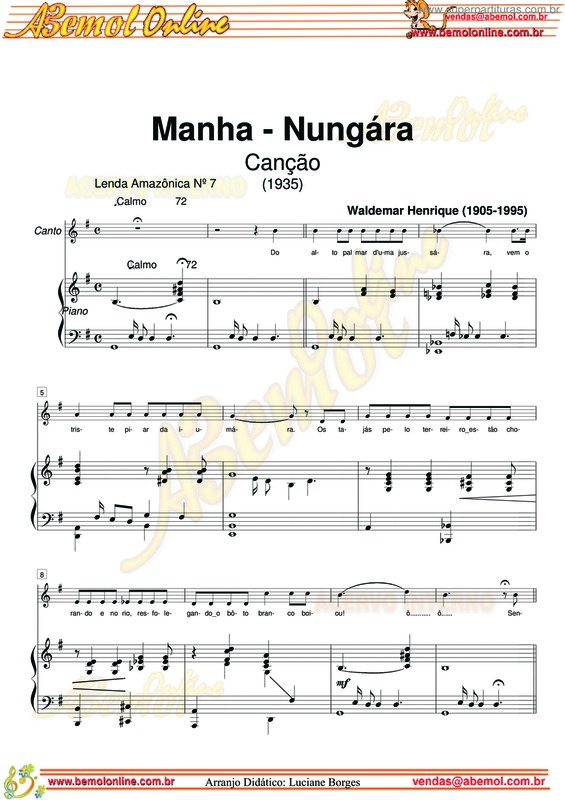 Partitura da música Manhã - Nungára