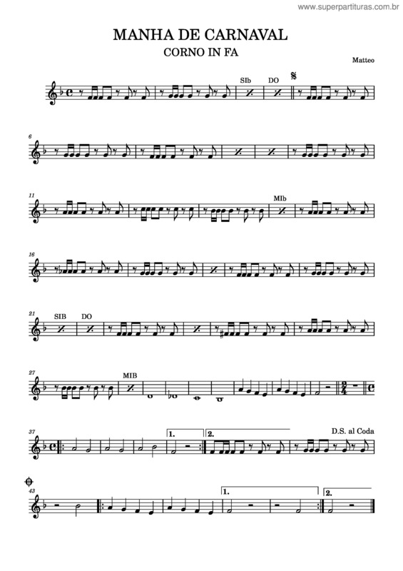 Partitura da música Manha De Carnaval  1