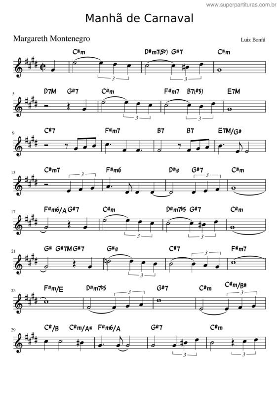 Partitura da música Manha De Carnaval- C#M