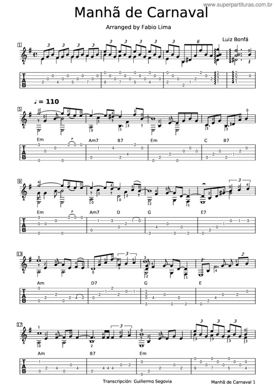 Partitura da música Manhã De Carnaval v.18