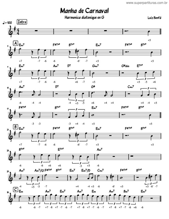 Partitura da música Manha De Carnaval v.19