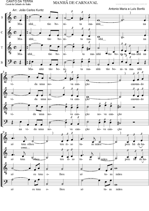 Partitura da música Manhã de Carnaval v.2