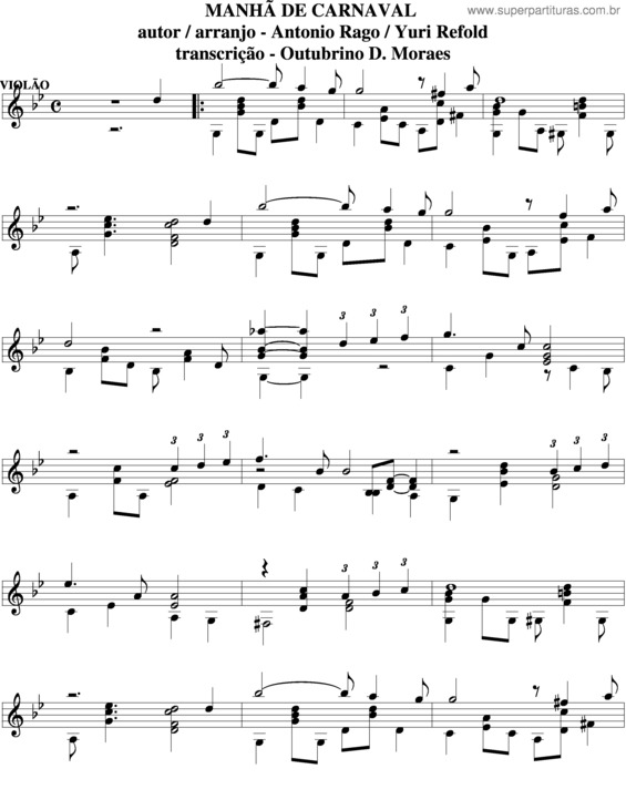 Partitura da música Manhã De Carnaval v.5