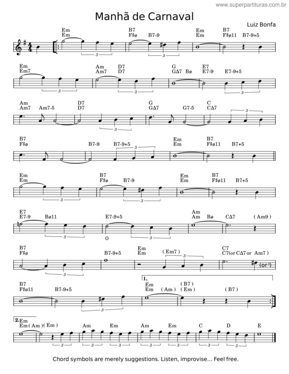 Partitura da música Manhã De Carnaval v.53