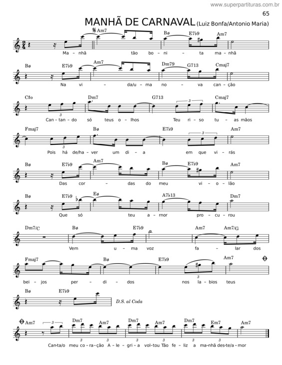 Partitura da música Manhã De Carnaval v.59