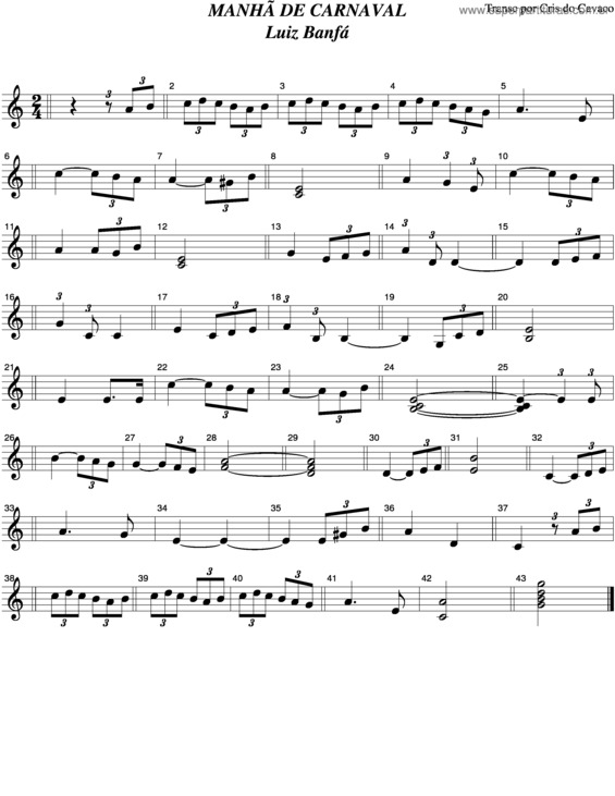 Partitura da música Manhã De Carnaval v.6