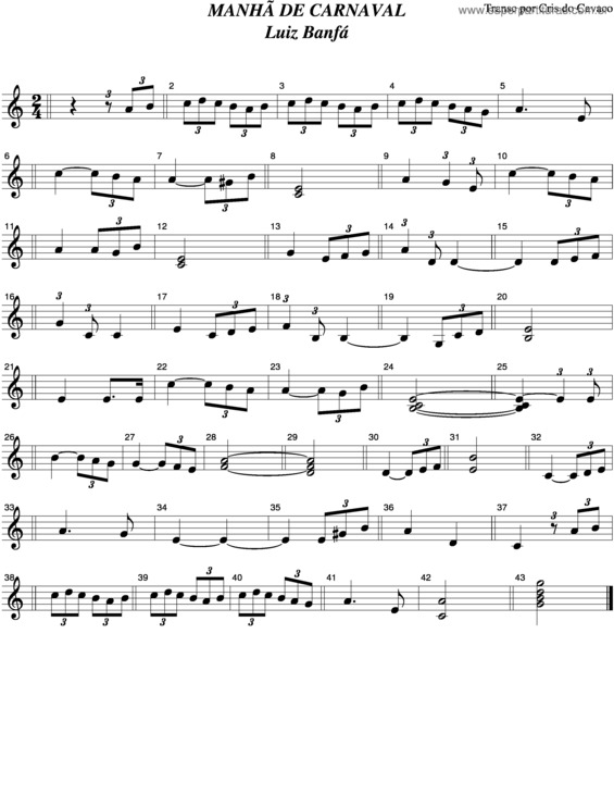 Partitura da música Manhã De Carnaval v.6