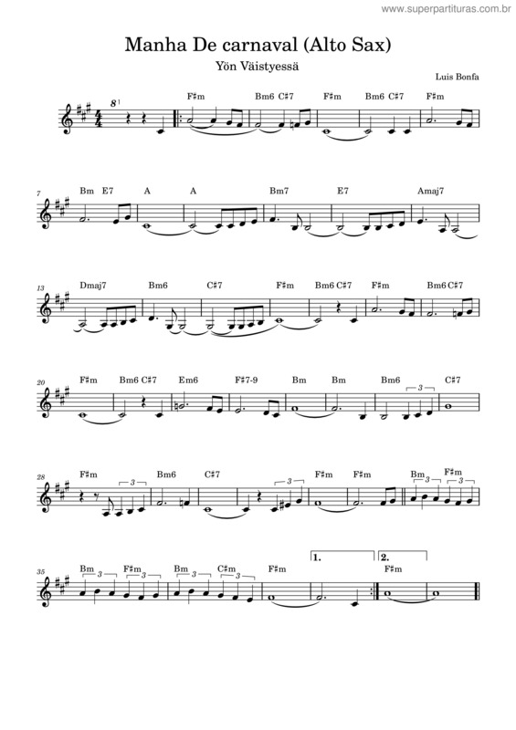 Partitura da música Manha De Carnaval v.62