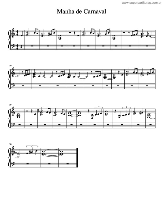 Partitura da música Manha De Carnaval V1