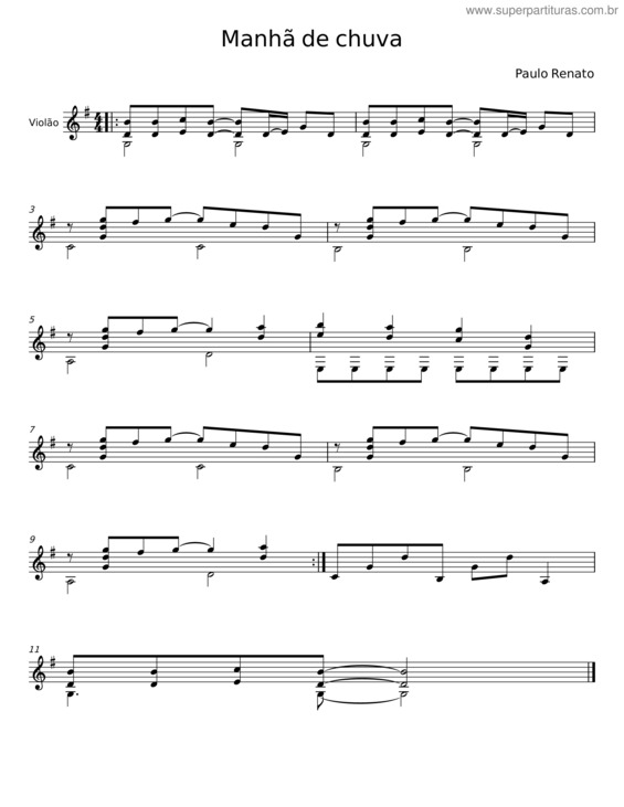 Partitura da música Manhã De Chuva