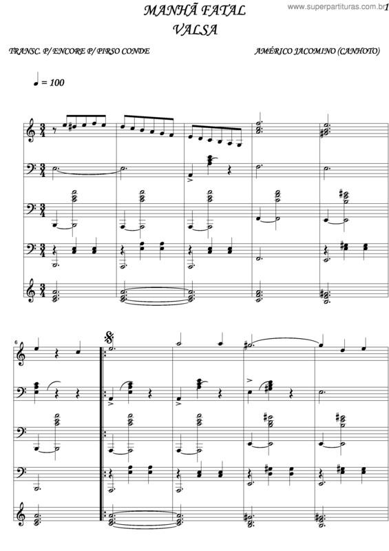 Partitura da música Manhã Fatal v.2