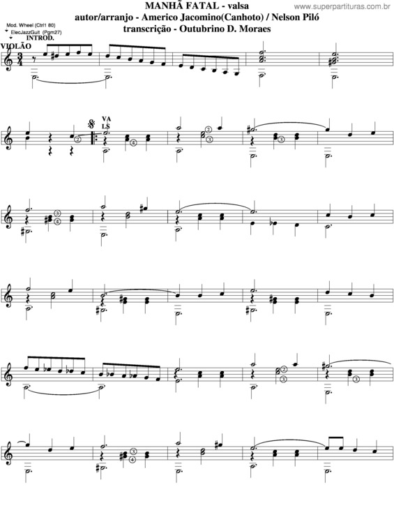 Partitura da música Manha Fatal v.4