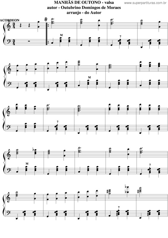 Partitura da música Manhãs De Outono v.2