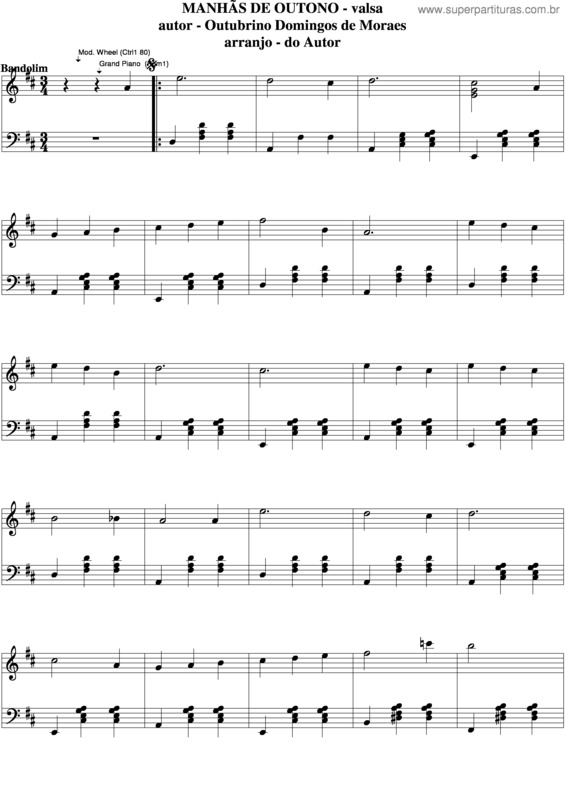 Partitura da música Manhãs De Outono v.4