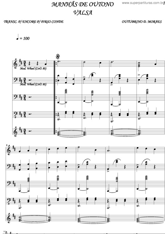 Partitura da música Manhãs De Outono