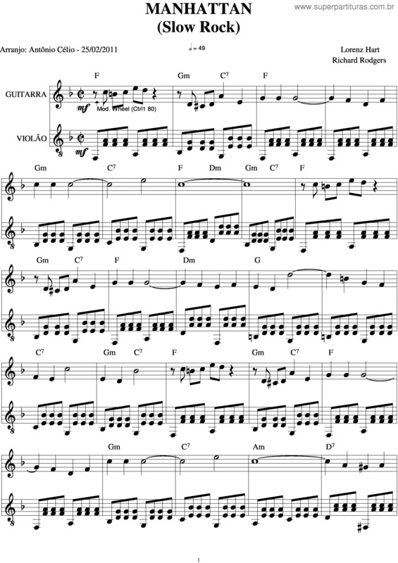 Partitura da música Manhattan v.2