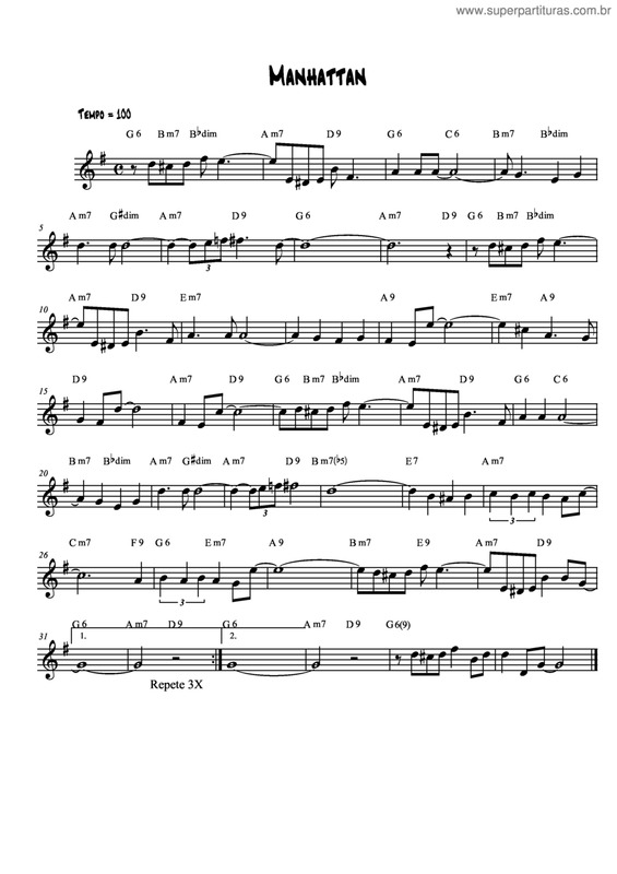 Partitura da música Manhattan v.3