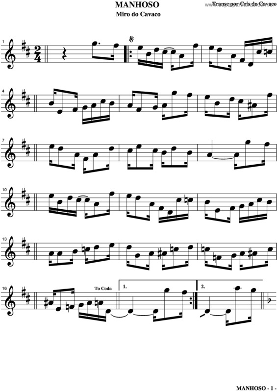 Partitura da música Manhoso v.3