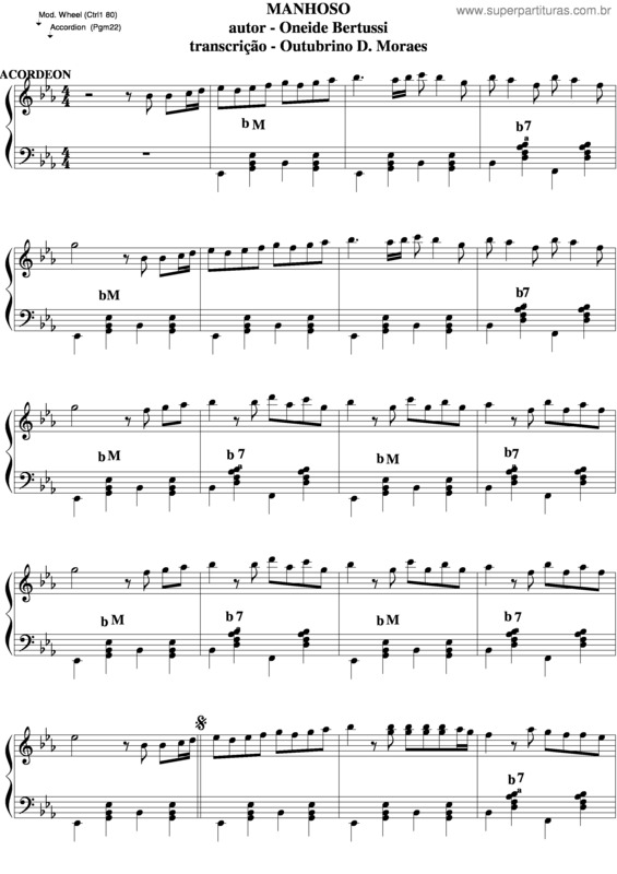 Partitura da música Manhoso v.4