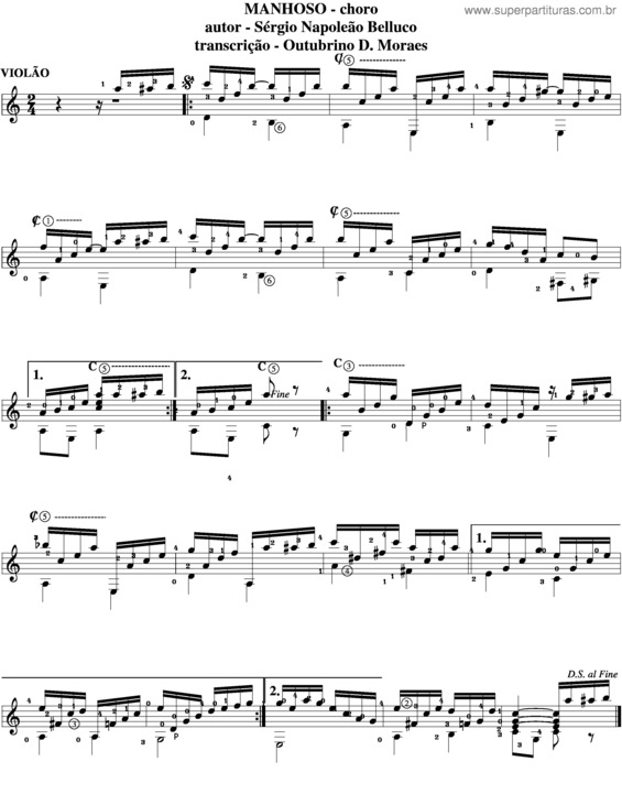 Partitura da música Manhoso v.5