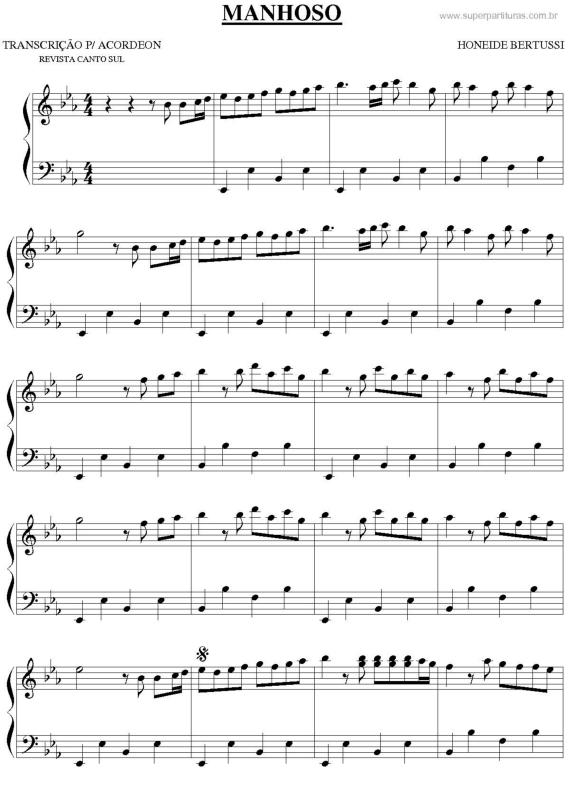 Partitura da música Manhoso