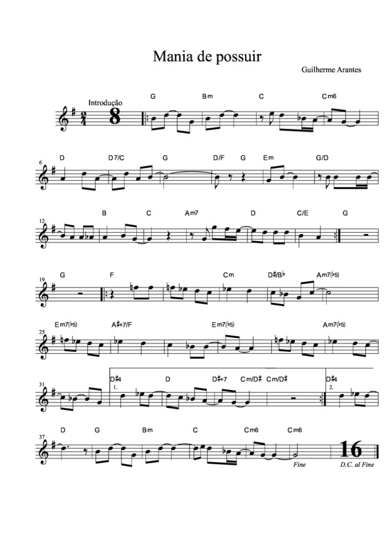 Partitura da música Mania de Possuir v.3