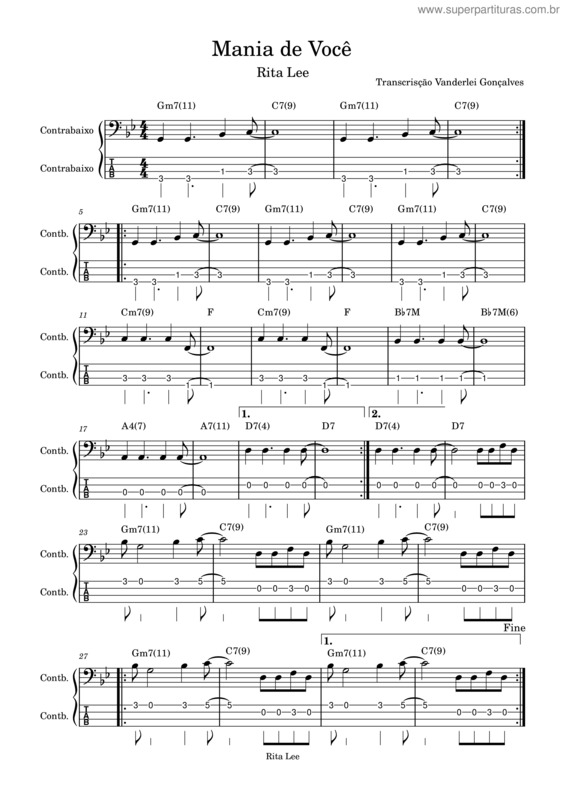 Partitura da música Mania De Você – Roberto De Carvalho E Rita Lee v.3