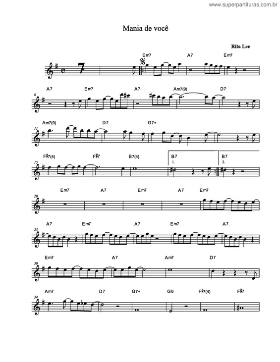 Partitura da música Mania De Você v.2